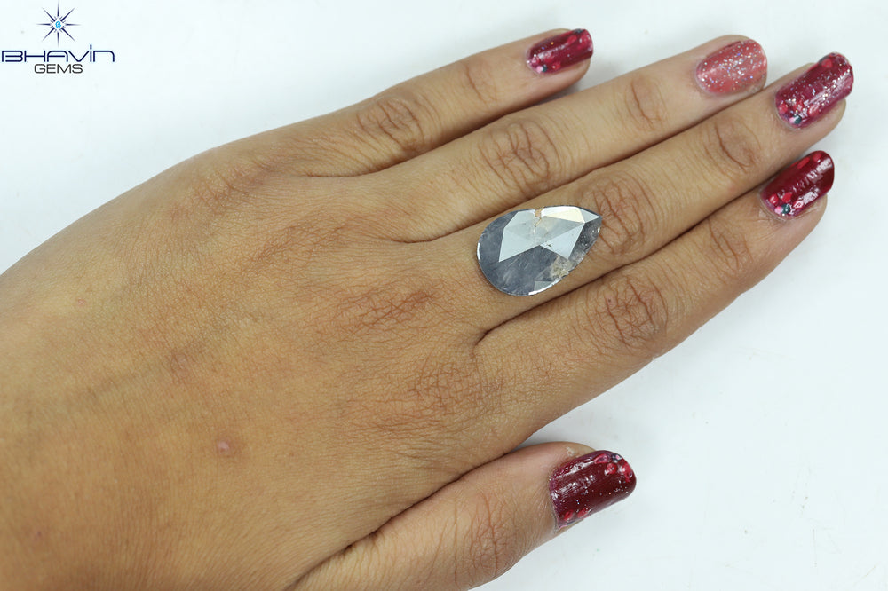 5.69 CT ペア スライス シェイプ ナチュラル ダイヤモンド グレー カラー I3 クラリティ (14.00 MM)