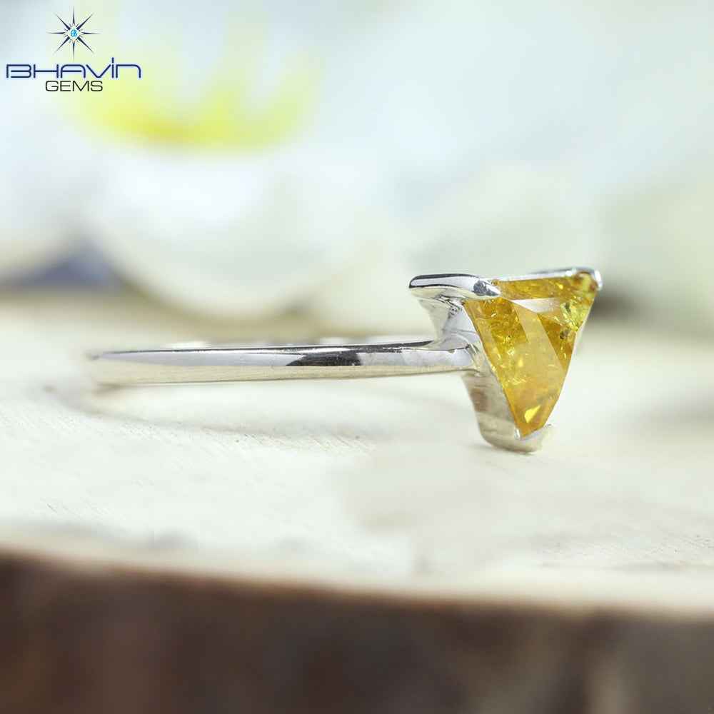 Triangle Diamond, Natural Diamond Ring, Salt And pepper Diamond, Gold Ring, Engagement Ring, Wedding Ring, Diamond Ring