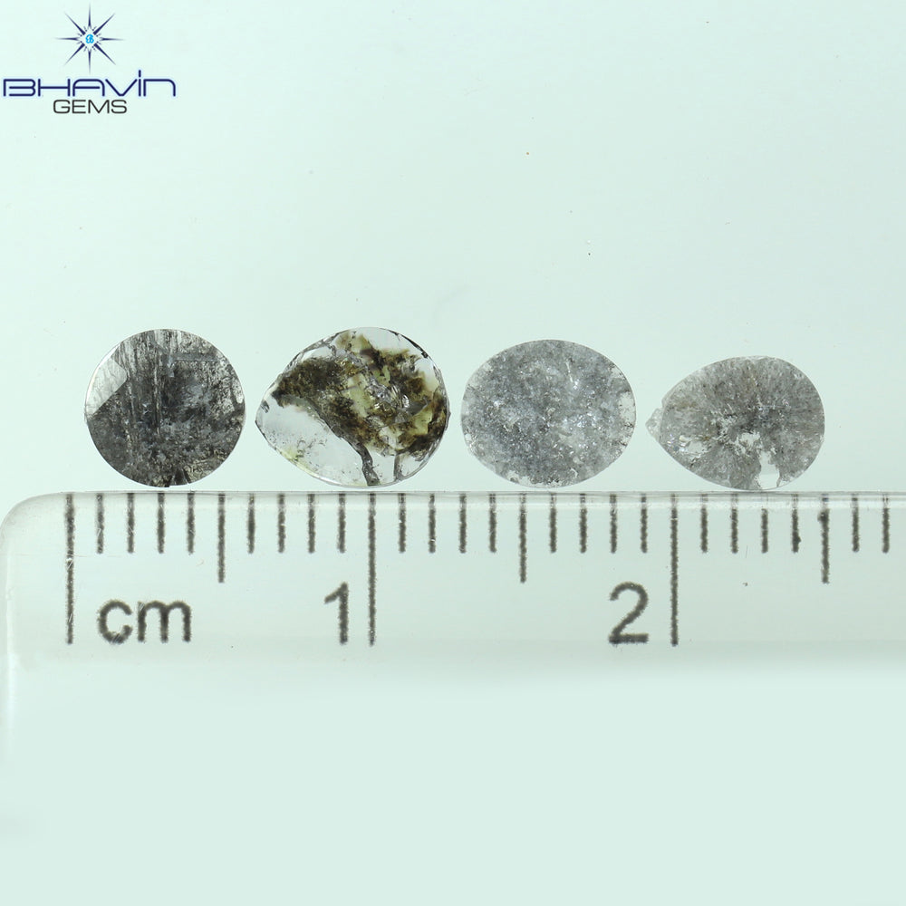 0.98 CT/4 Pcs Mix Slice Shape Natural Diamond  Salt And Pepper Color I3 Clarity (6.44 MM)