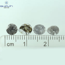 0.98 CT/4 Pcs Mix Slice Shape Natural Diamond  Salt And Pepper Color I3 Clarity (6.44 MM)