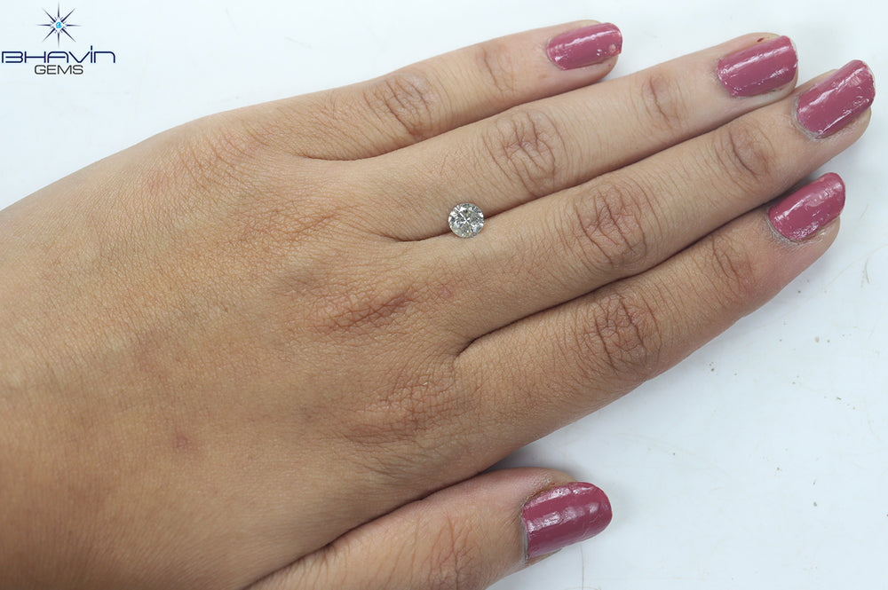 0.63 CT Round Shape Natural Loose Diamond Salt And Pepper Color I2 Clarity (5.55 MM)
