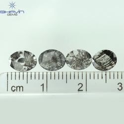 1.41 CT/4 Pcs Oval Slice Shape Natural Diamond Salt And Pepper Color I3 Clarity (7.15 MM)