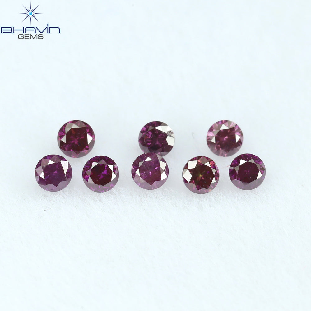 0.28 CT/8 PCS ラウンド ダイヤモンド ピンク色 天然ダイヤモンド I1 クラリティ (2.00 MM)