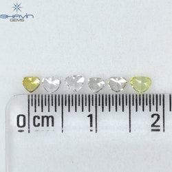 0.51 CT/6 Pcs Heart Shape Natural Diamond Mix Color VS2 Clarity (2.59 MM)