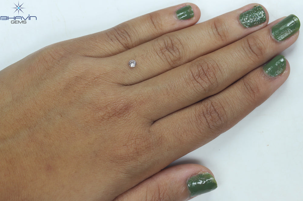 0.15 CT Round Shape Natural Diamond Pink Color SI1 Clarity (3.39 MM)
