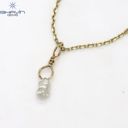 Diamond Pendant Rough Diamond White Gray Diamond Yellow Gold Pendant Bridal Necklace Pendant