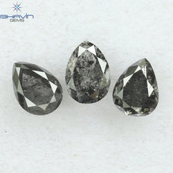 0.95 CT/3 PCS Pear Shape Natural Diamond Salt And pepper Color I3 Clarity (5.02 MM)