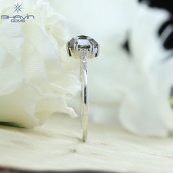 Hexagon Diamond Natural Diamond Ring Gray Color Gold Ring Engagement Ring