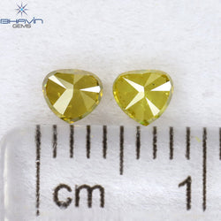 0.40 CT/2 Pcs Heart Shape Natural Loose Diamond Yellow Color SI2 Clarity (3.70 MM)