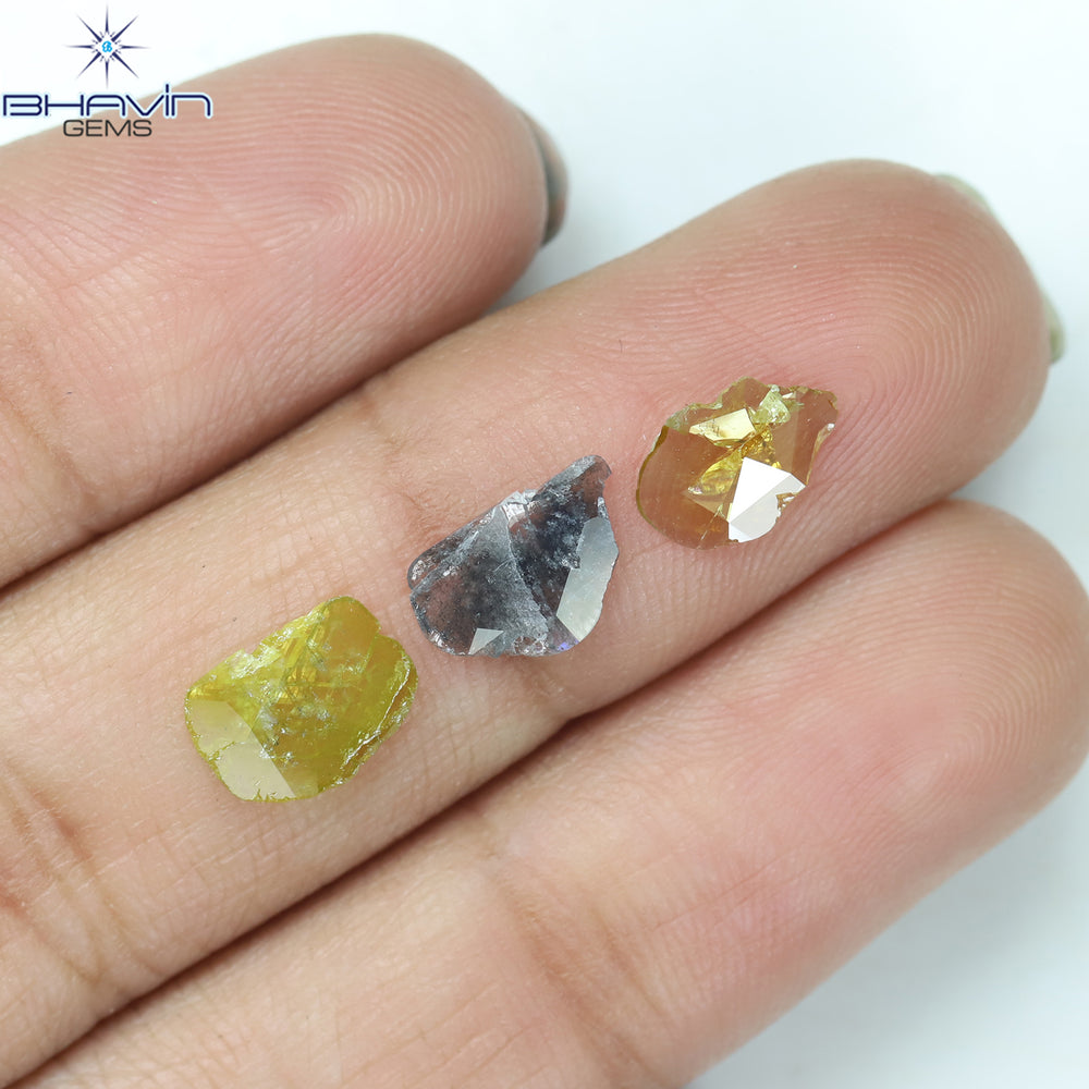 1.16 CT/3 Pcs Rosecut Polki Shape Natural Diamond  Fancy Color I3 Clarity (8.92 MM)
