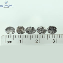 1.17 CT/5 Pcs Oval Slice Shape Natural Diamond Salt And Pepper Color I3 Clarity (5.80 MM)
