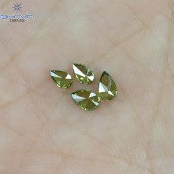 0.35 CT/4 Pcs Pear Shape Natural Diamond Green Color SI Clarity (3.91 MM)