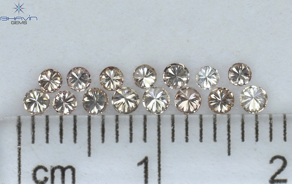 0.38 CT/15 Pcs Round Shape Natural Loose Diamond Brown Pink ((Argyle) Color VS2 Clarity (2.00 MM)