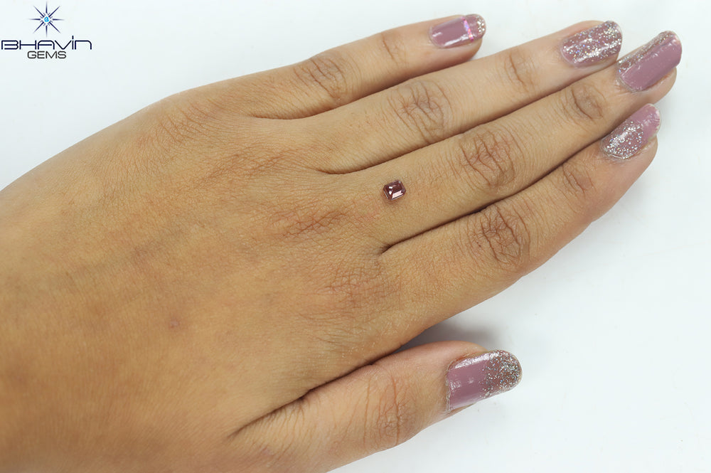 0.41 CT Emerald Shape Natural Diamond Pink Color SI1 Clarity (4.36 MM)