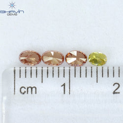 0.72 CT/4 Pcs Oval Shape Enhanced Pink Yellow Color Natural Loose Diamond SI2 Clarity (4.15 MM)