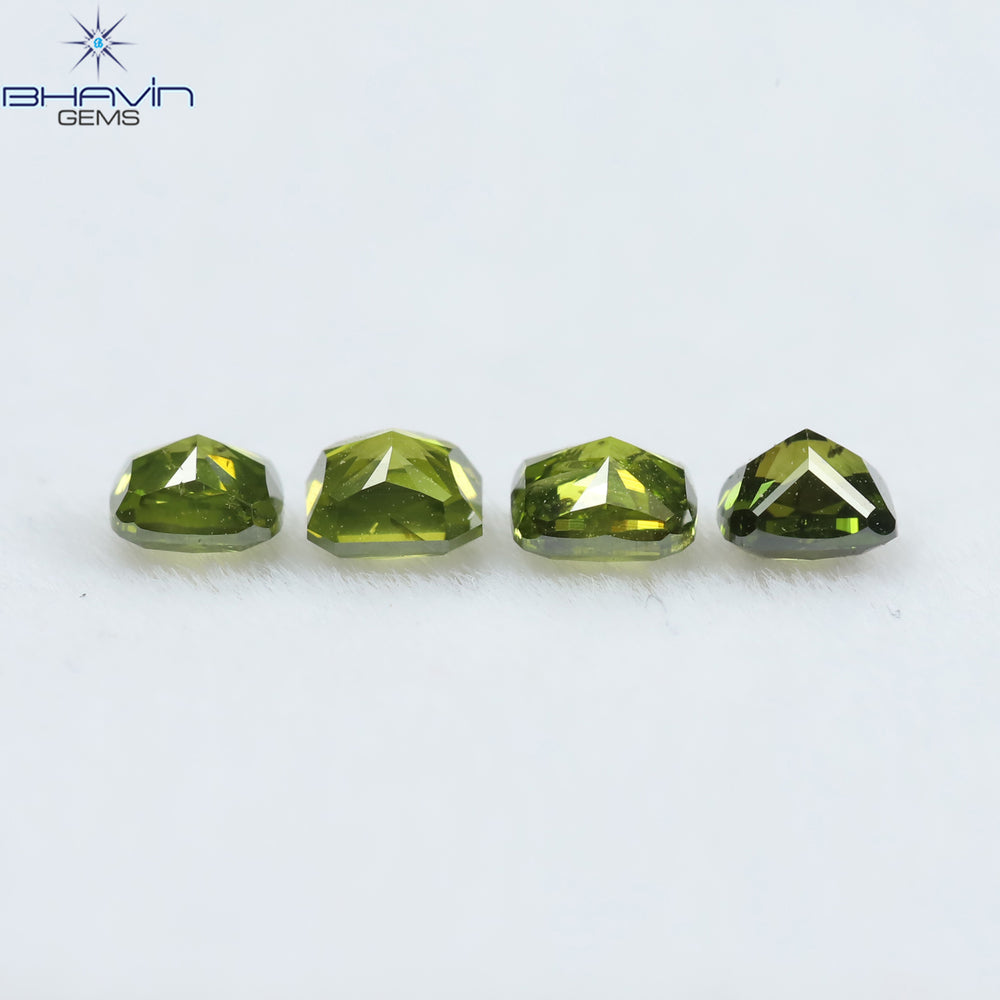 0.56 CT/4 Pcs Cushion Shape Natural Diamond Green Color SI Clarity (3.04 MM)