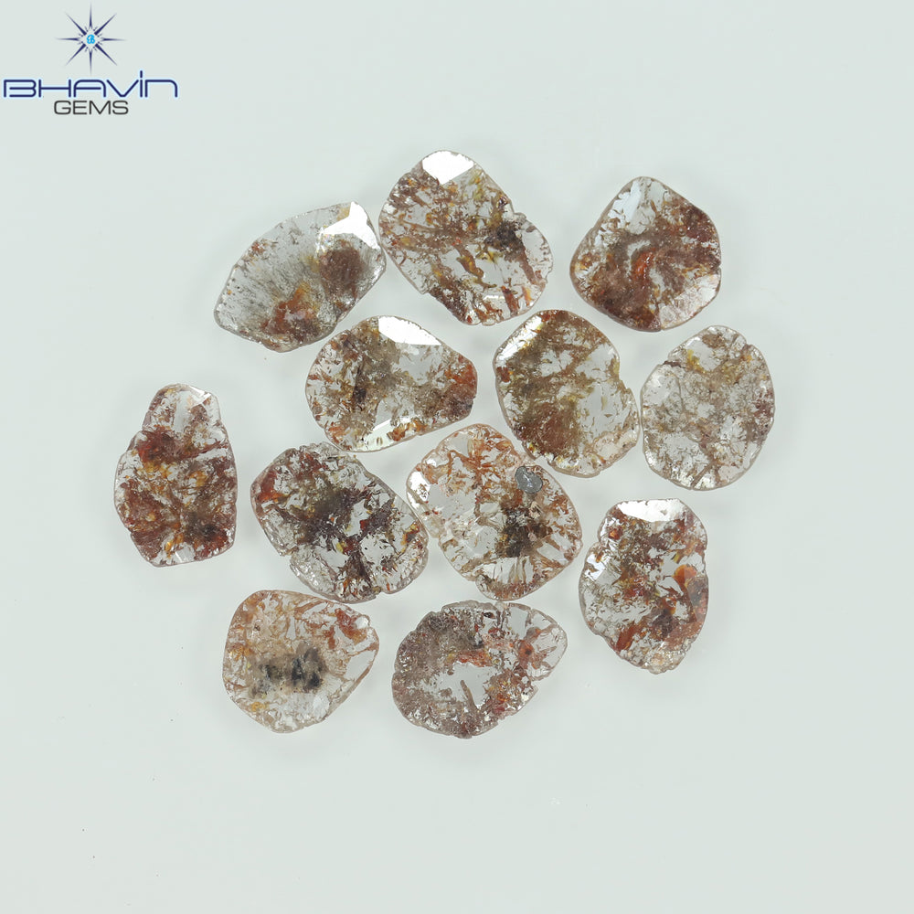 4.35 CT/12 Pcs Slice Shape Natural Loose Diamond Brown Color I3 Clarity (8.34 MM)