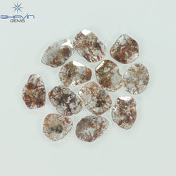 4.35 CT/12 Pcs Slice Shape Natural Loose Diamond Brown Color I3 Clarity (8.34 MM)
