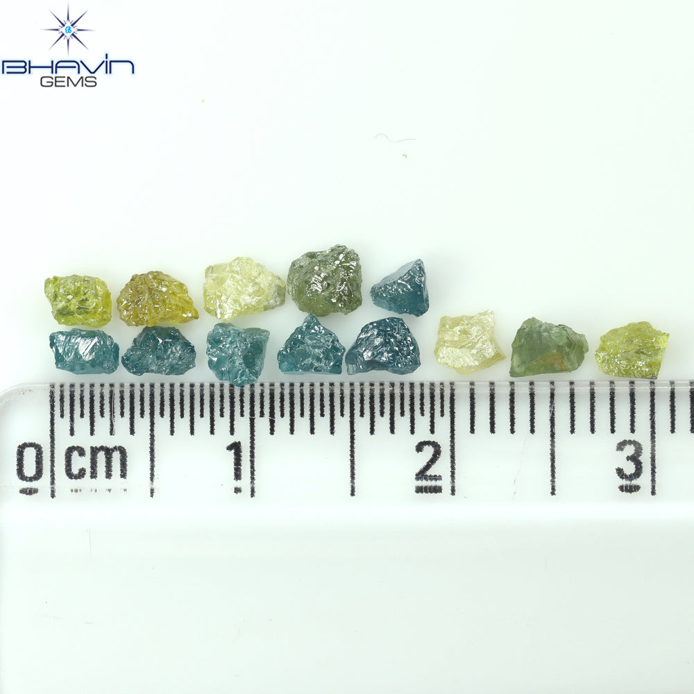 2.07 CT/13 PCS Rough Shape Enhanced Mix Color Natural Diamond I3 Clarity (3.28 MM)