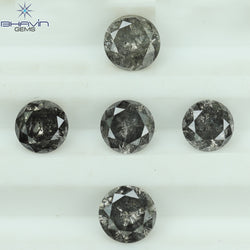1.14 CT/5 Pcs Round Shape Natural Loose Diamond Salt And pepper Color I3 Clarity (3.93 MM)