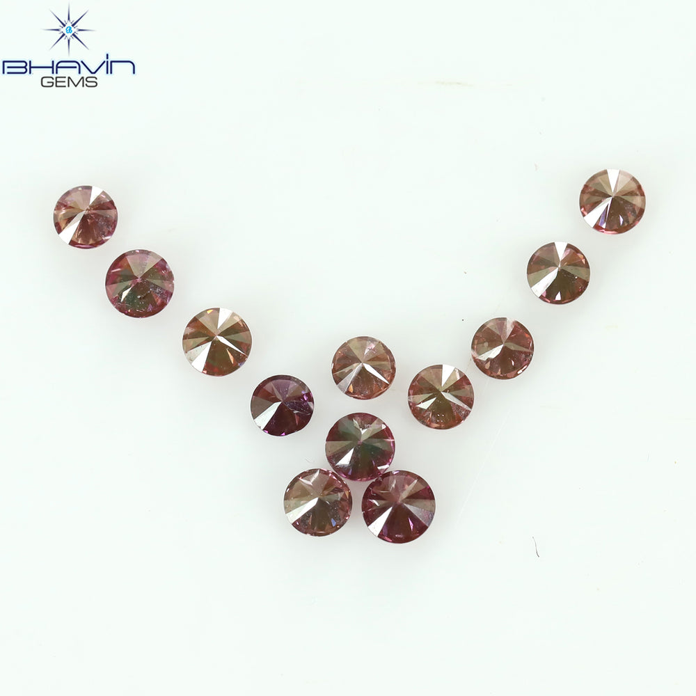 0.39 CT/12 Pcs Round Shape Natural Loose Diamond Pink Color VS-SI Clarity (2.25 MM)