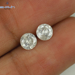 0.81 CT/2 Pcs Round Shape Natural Loose Diamond White Color I3 Clarity (4.68 MM)
