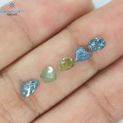 1.34 CT/5 PCS Rough Shape Enhanced Mix Color Natural Diamond I3 Clarity (5.50 MM)