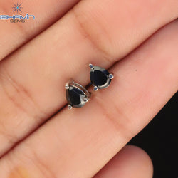Pear Diamond White Gold Stud Earring Black Diamond Natural Loose Diamond Earring