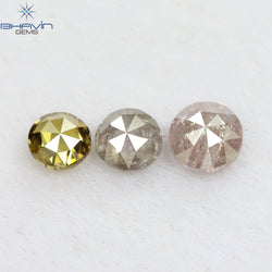 0.43 CT/3 Pcs Round Rose Cut Shape Natural Diamond Pink Color I3 Clarity (3.65 MM)