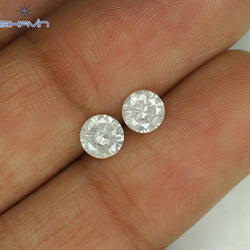 0.78 CT/2 Pcs Round Shape Natural Loose Diamond White Color I3 Clarity (4.70 MM)