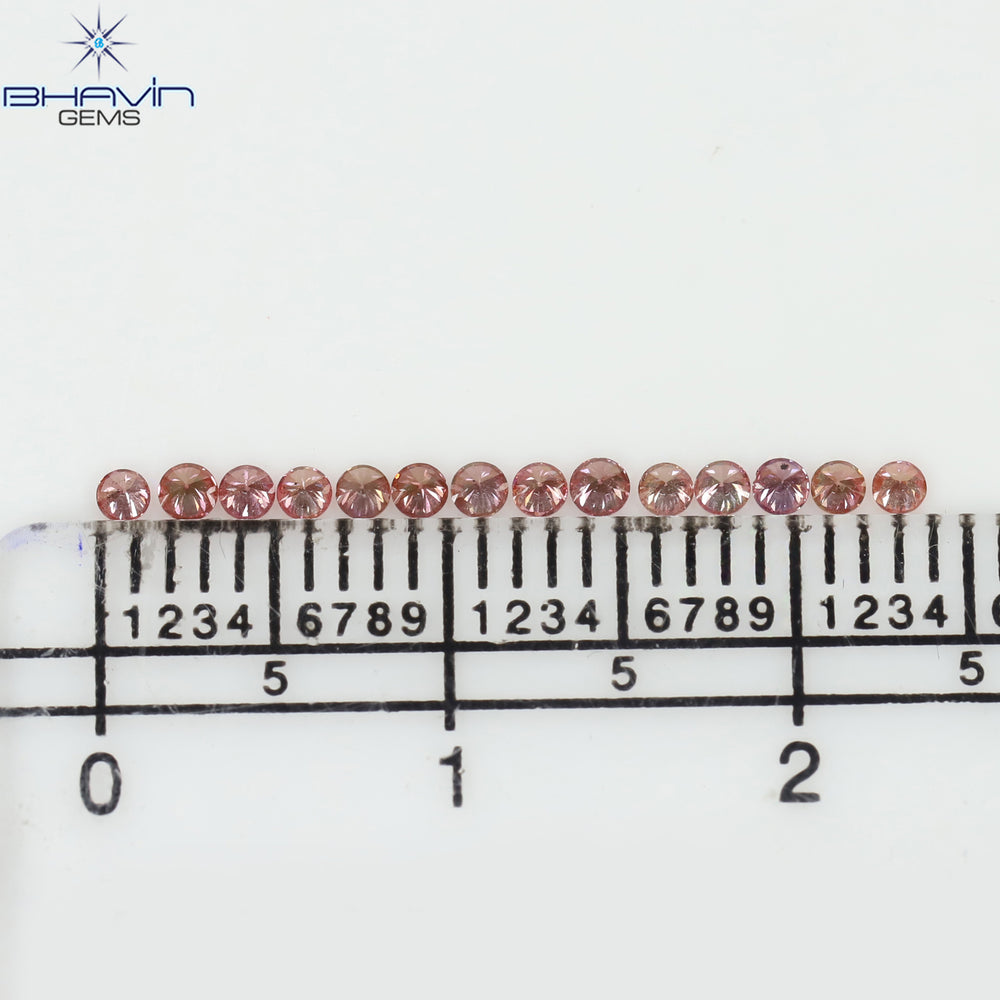 0.26 CT/14 ピース ラウンド シェイプ ナチュラル ルース ダイヤモンド ピンク カラー SI クラリティ (1.75 MM)