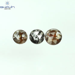 0.99 CT/3 Pcs Round Rose Cut Shape Natural Diamond Salt And Pepper Color I3 Clarity (4.90 MM)