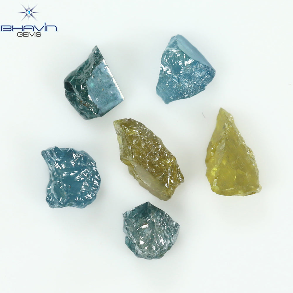 2.10 CT/6 PCS Rough Shape Enhanced Mix Color Natural Diamond I3 Clarity (6.32 MM)