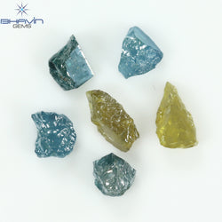2.10 CT/6 PCS Rough Shape Enhanced Mix Color Natural Diamond I3 Clarity (6.32 MM)