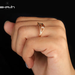 Round Diamond Brown Diamond Natural Diamond Ring Gold Ring Engagement Ring