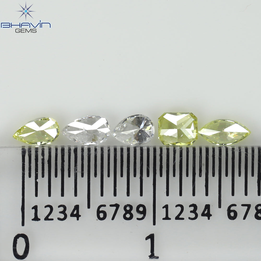 0.40 CT/5 Pcs Mix Shape Natural Diamond Pink-Yellow Color VS-SI Clarity (4.05 MM)