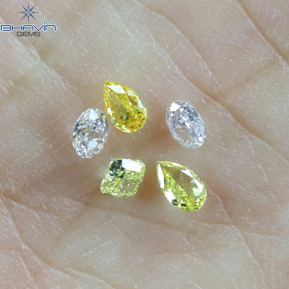 0.35 CT/5 Pcs Mix Shape Natural Diamond Mix Color VS2 Clarity (3.26 MM)