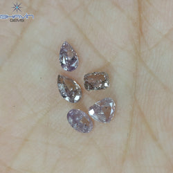 0.61 CT/5 Pcs Mix Shape Natural Diamond Pink Color I1 Clarity (3.96 MM)