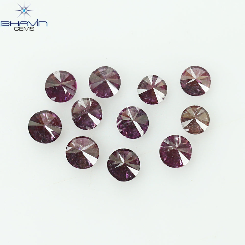 0.21 CT/11 個 ラウンド シェイプ ナチュラル ルース ダイヤモンド ピンク カラー SI クラリティ (1.75 MM)