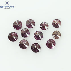 0.21 CT/11 個 ラウンド シェイプ ナチュラル ルース ダイヤモンド ピンク カラー SI クラリティ (1.75 MM)