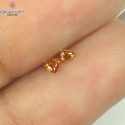 0.10 CT/2 Pcs Heart Shape Natural Diamond Orange Color VS2 Clarity (2.47 MM)