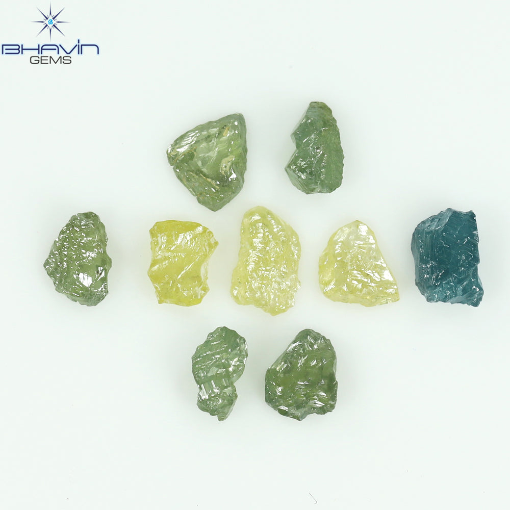0.76 CT/9 PCS Rough Shape Enhanced Mix Color Natural Diamond I3 Clarity (3.58 MM)