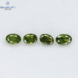 0.59 CT/4 Pcs Oval Shape Natural Diamond Green Color SI Clarity (4.22 MM)