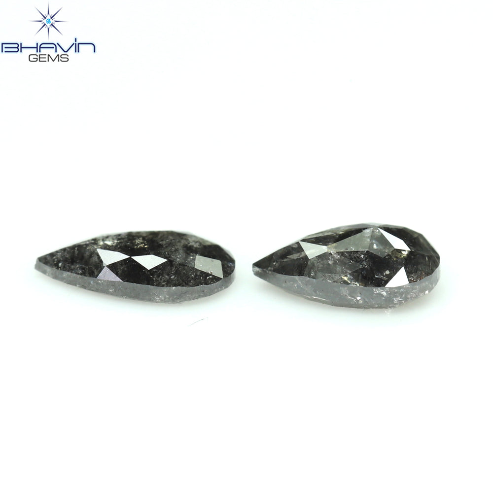 0.57 CT/2 Pcs Pear Shape Natural Loose Diamond Salt And Pepper Color I3 Clarity (5.63 MM)