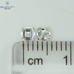 0.20 CT/2 Pcs Asscher Shape White (G+) Color Natural Loose Diamond VVS-VS Clarity (2.40 MM)