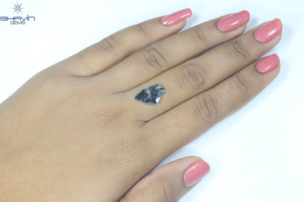 1.76 CT Slice Shape Natural Diamond Salt And Pepper Color I3 Clarity (14.15 MM)