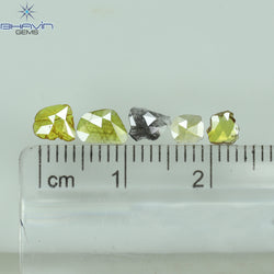0.71 CT/5 ピース ローズカット ポルキ シェイプ ナチュラル ダイヤモンド ファンシー カラー I3 クラリティ (6.26 MM)
