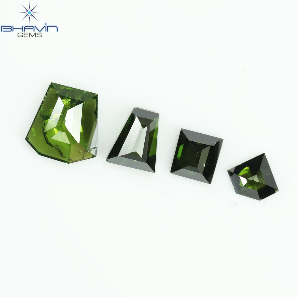0.53 CT/4 Pcs, Mix Diamond, Green Color, SI2 Clarity