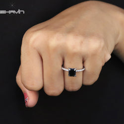 Emerald Diamond Natural Diamond Ring Black Color Gold Ring Engagement Ring