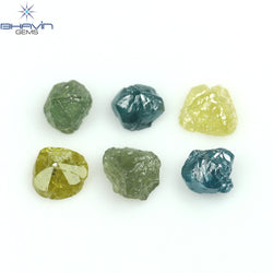0.67 CT/6 PCS Rough Shape Enhanced Mix Color Natural Diamond I3 Clarity (3.27 MM)